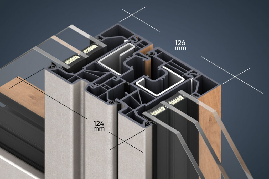 The assembly width of the FORMA Viso window with a narrow flying mullion.