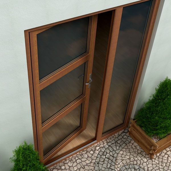 PVC patio door opening inwards.