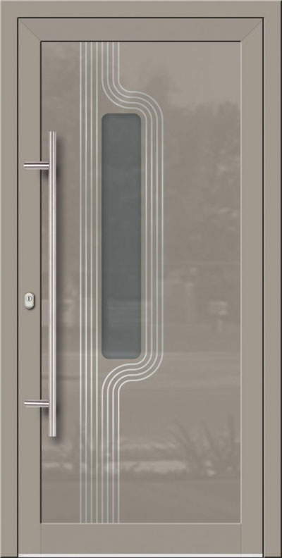 Drzwi wejściowe szkło-aluminium, Evolution Inox.