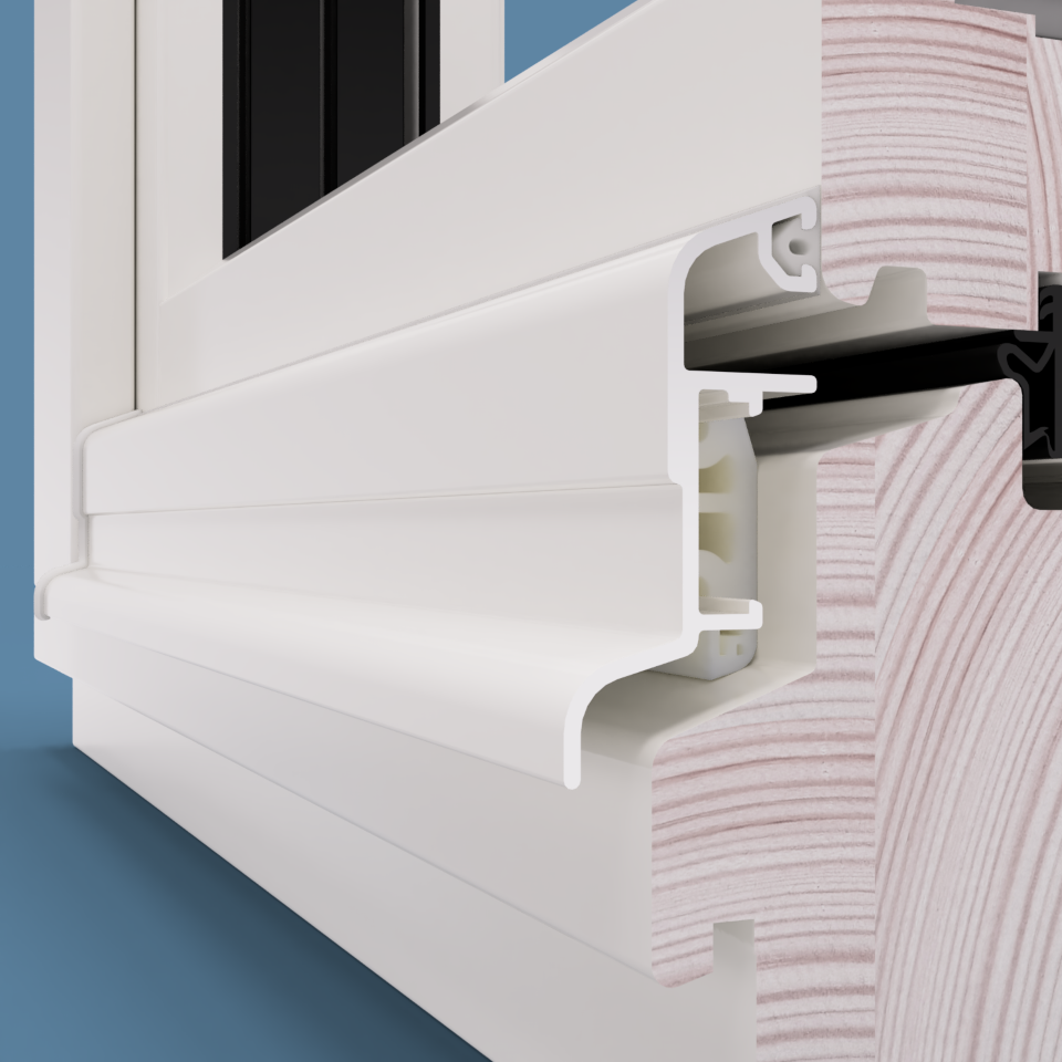 Hoods for wooden windows protect the structure from water inpenetration.