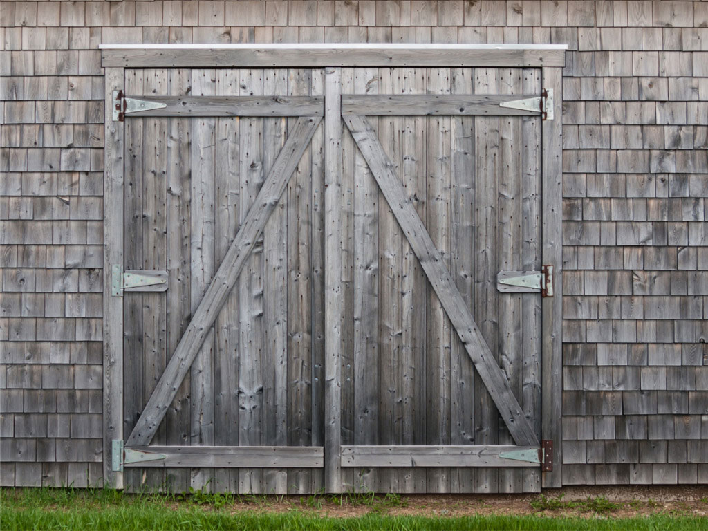 Graying of natural cedar wood.