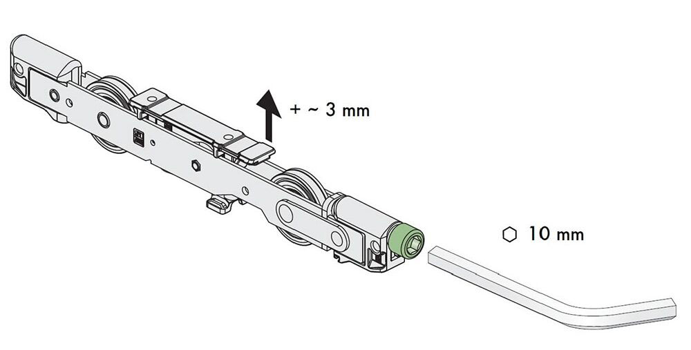 Trolley with adjustment.