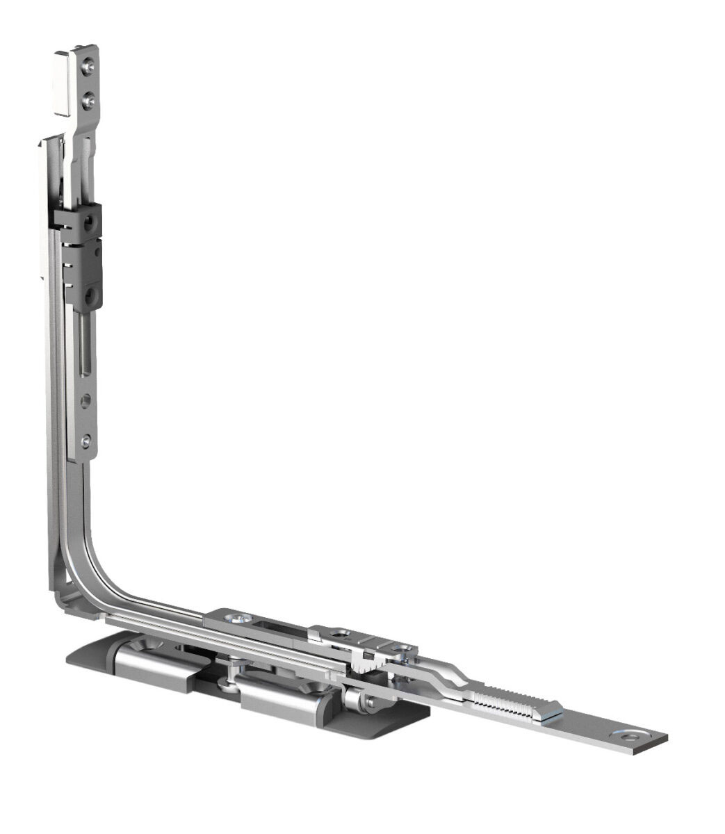 Lower corner with a roller - Siegenia TITAN AF hardware element for aluminium windows with a 16 mm groove.