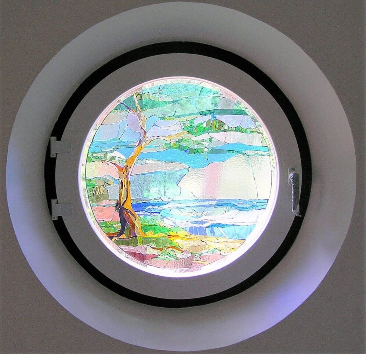 Round wooden window.