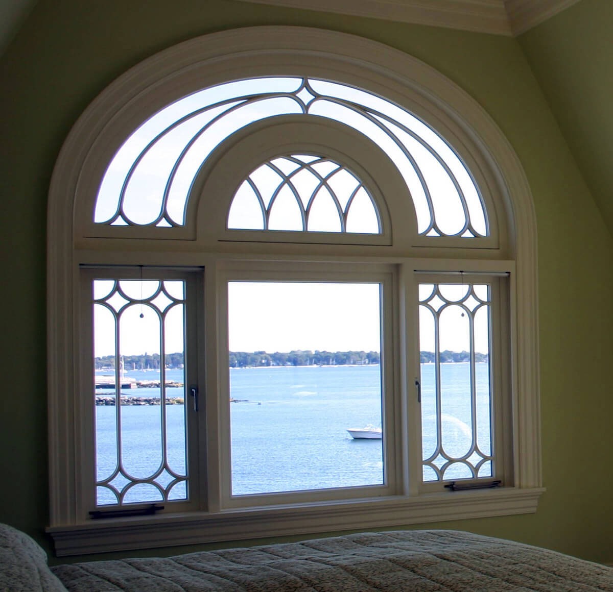 Arched wooden window.