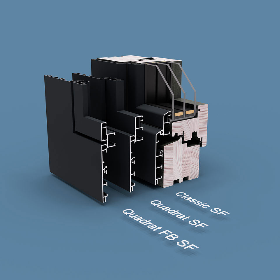 Overview of Aluron cladding - version without frame gasket.