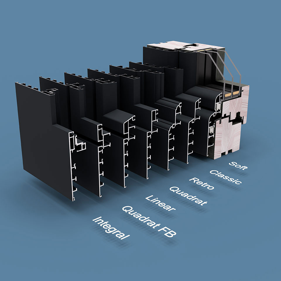 Overview of Aluron cladding - version with frame gasket.