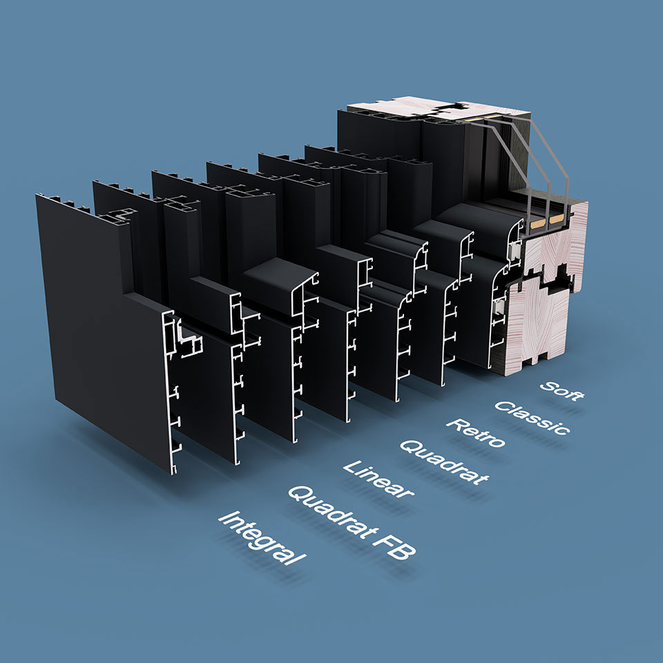 Overview of Aluron cladding - version with frame gasket.