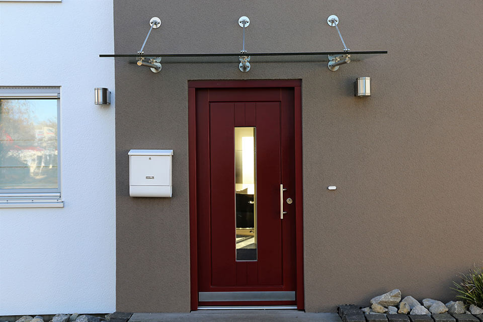Door with a short handrail