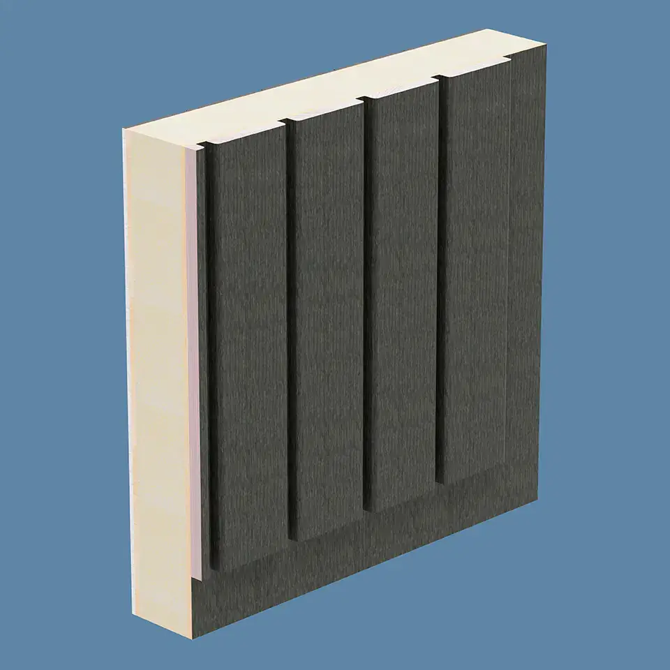 A wooden-aluminum panel with milled grooves and glued staves