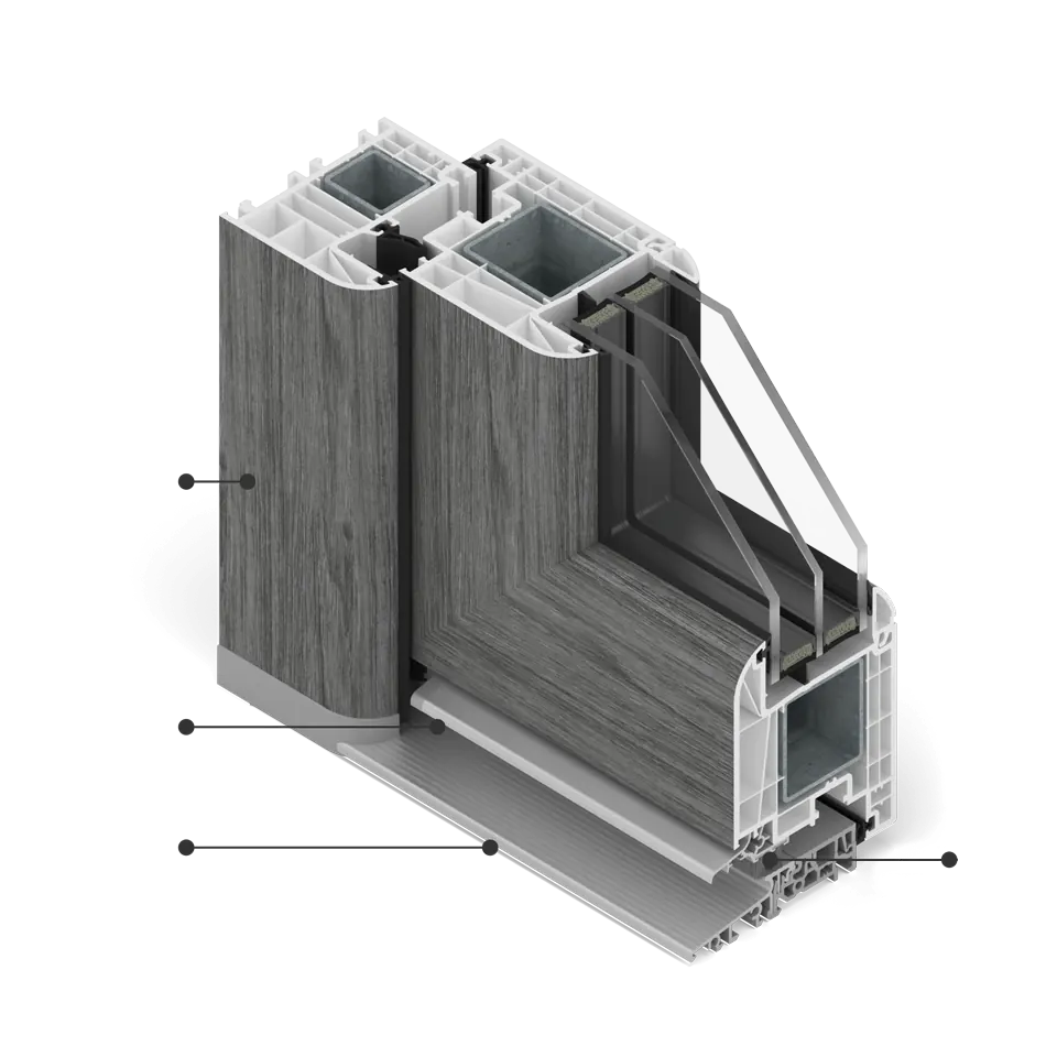 Section of MS evolution [82] window in Concrete veneer with an aluminium threshold.