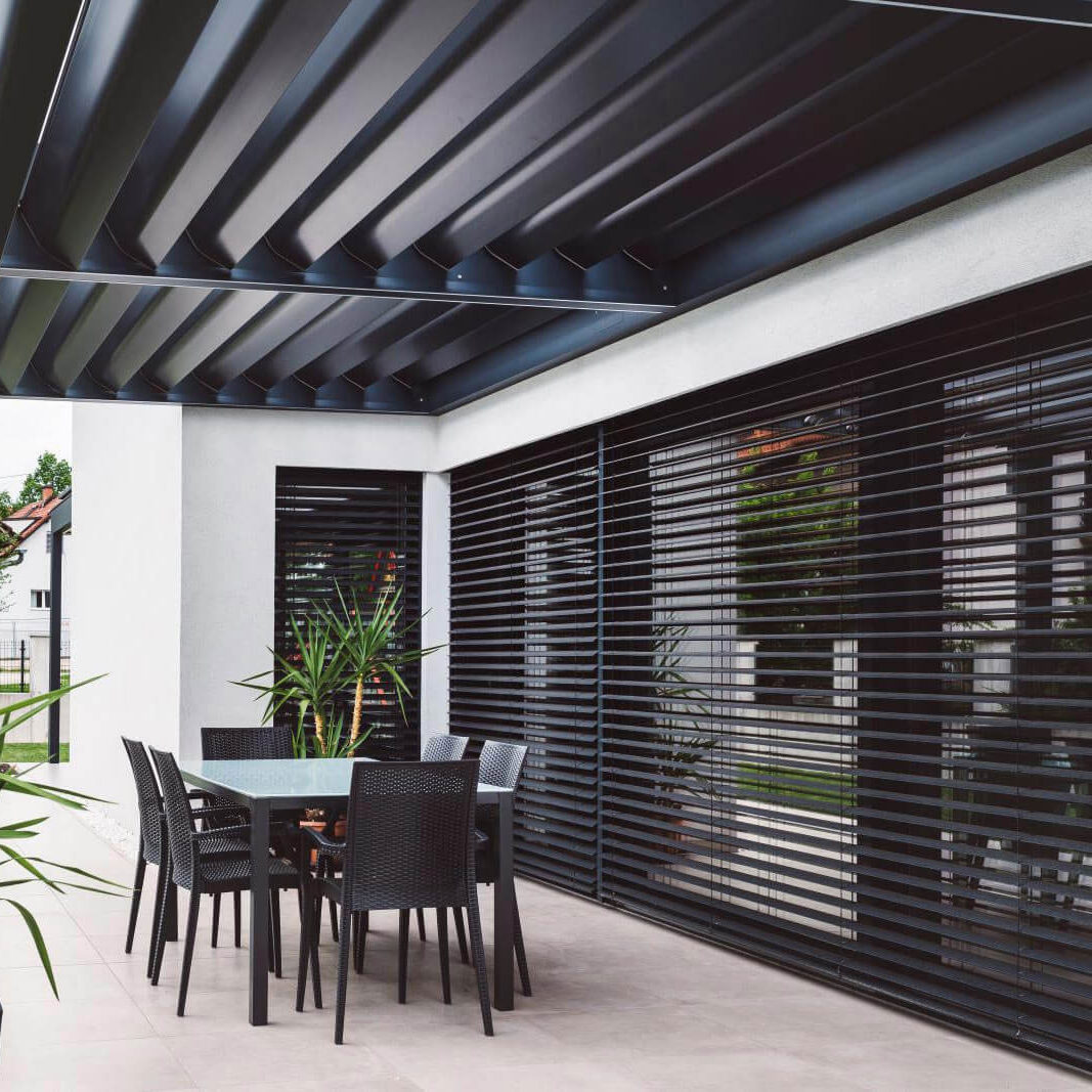 terrace windows with facade blinds