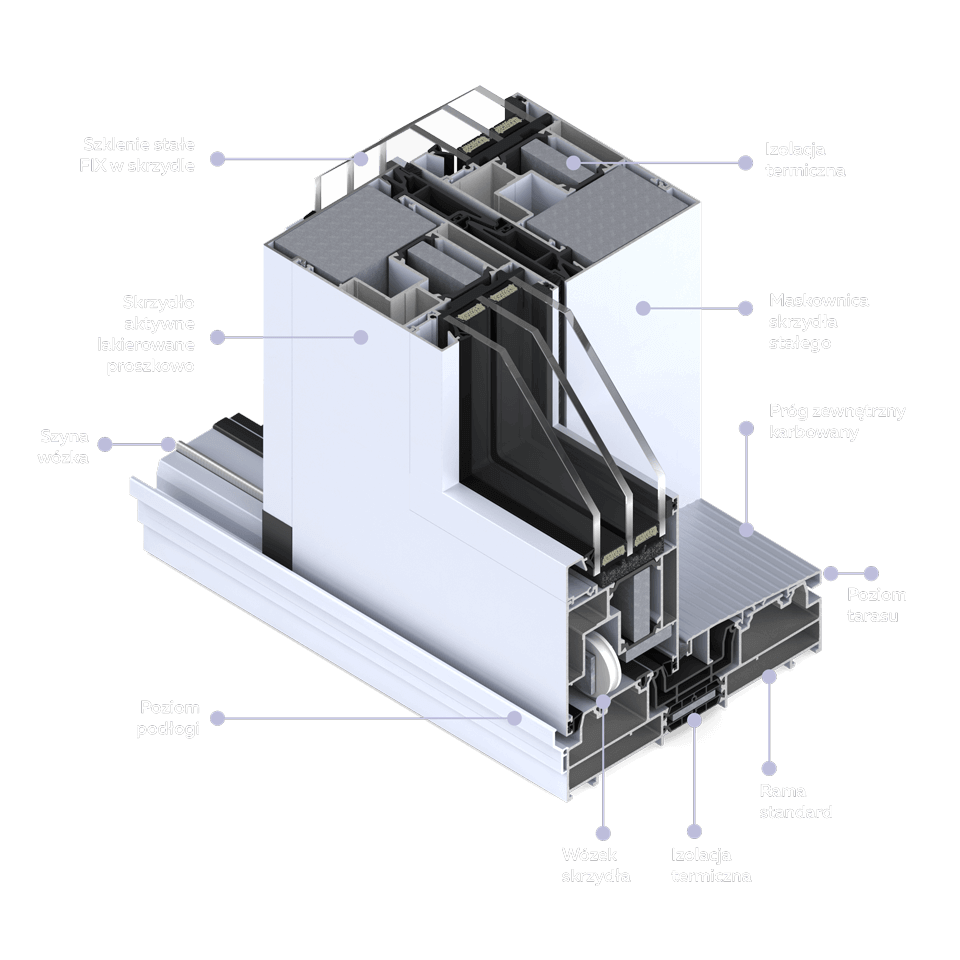 Section of Patio HST 77 lift and slide door.