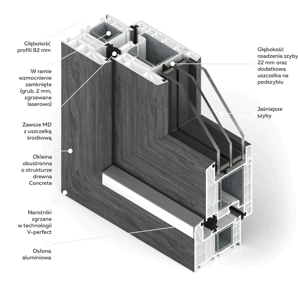 Section of terrace door in Concrete veneer.