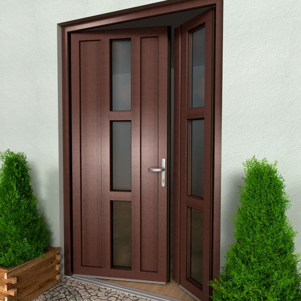 Double-leaf PVC terrace doors.